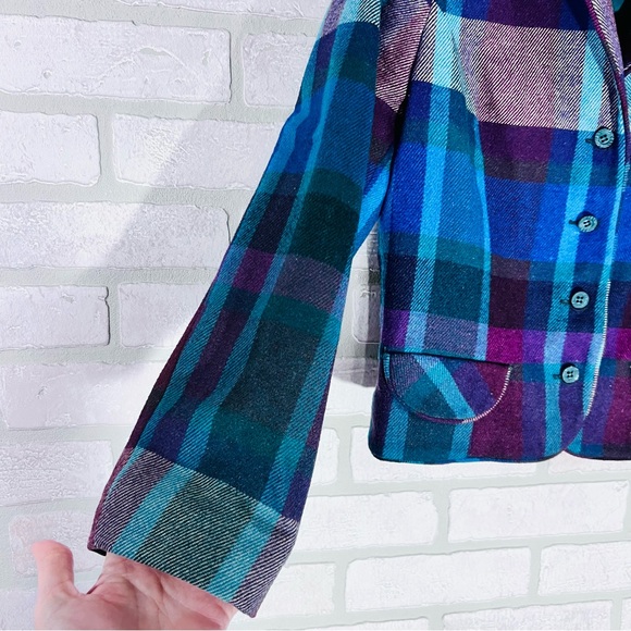 Vintage 1980’s Sweet Apple Plaid Blazer in Jewel Tones Size 7/8 Made in USA - Picture 3 of 11